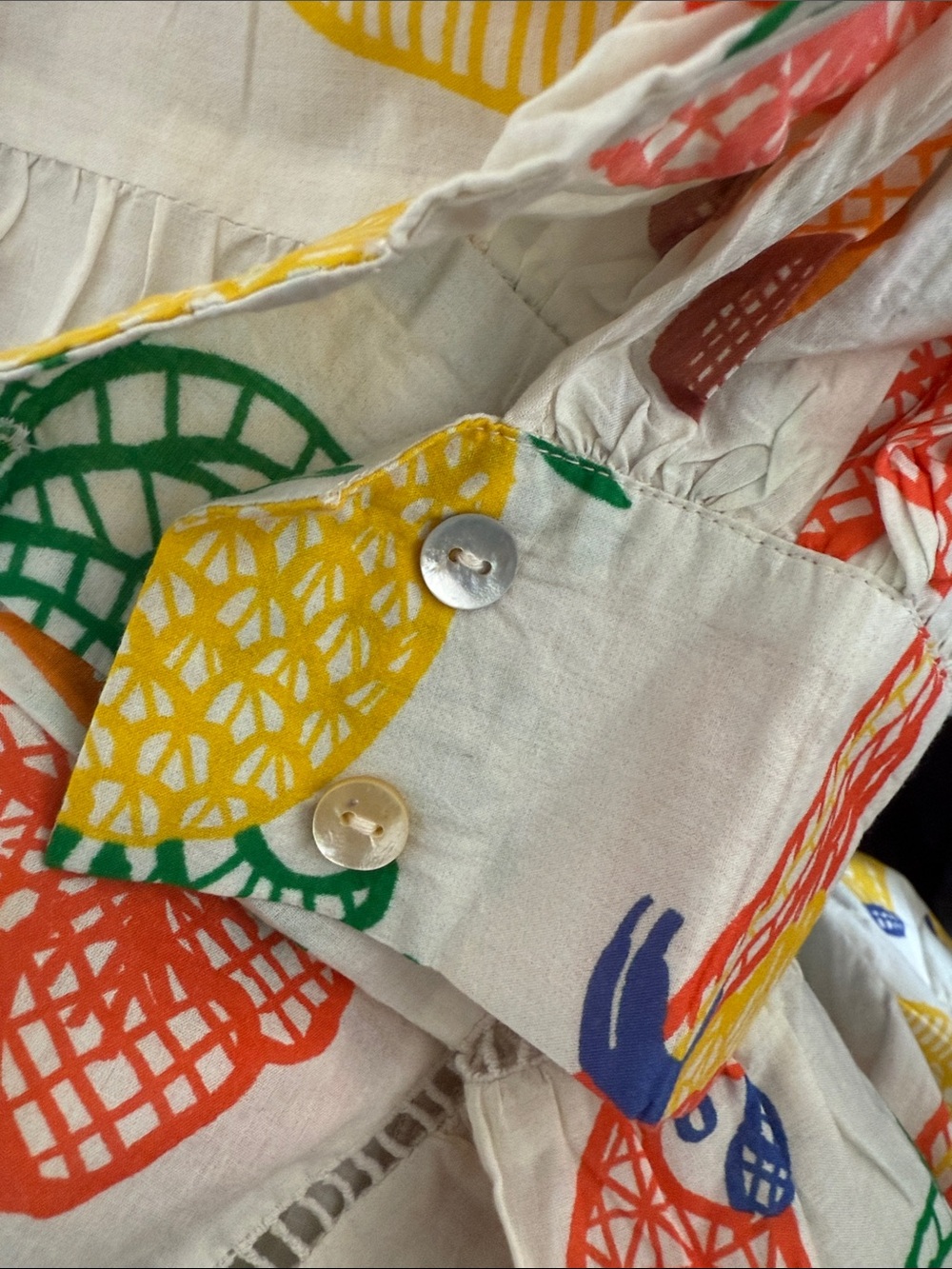White Maxi Dress with Tropical Fruit & Parrot Print - Picture 7 of 8